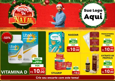 Modelo de Encarte para Encarte A4 Horizontal com o tema Promoção de Natal para Farmácia