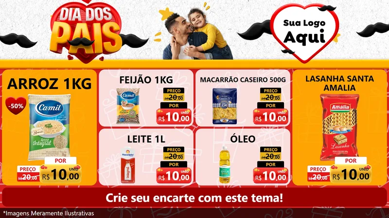 Modelo de TV para TV Horizontal com o tema Dia dos Pais para Supermercado