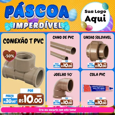 Modelo de Rede Social para Feed Facebook com o tema Páscoa Imperdível para Tubos e conexões