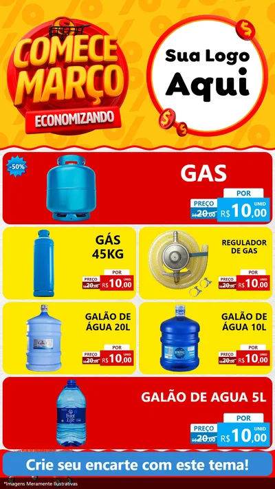 Modelo de TV para TV Vertical com o tema Comece Março Economizando para Água e gás
