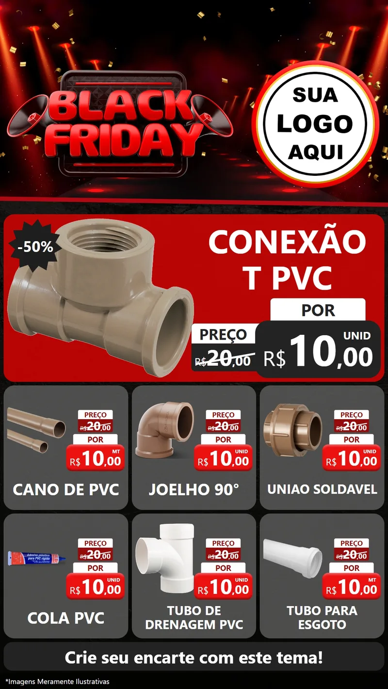 Modelo de Rede Social para Stories com o tema Black Friday para Tubos e conexões