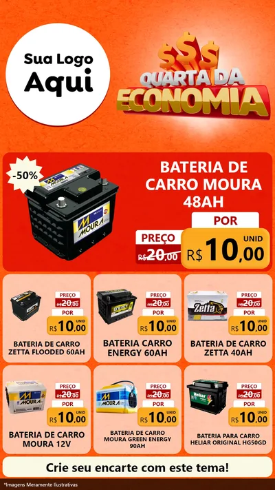 Modelo de Rede Social para Stories com o tema Quarta da Economia para Baterias Elétricas