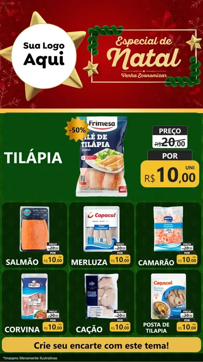 Modelo de Rede Social para Stories com o tema Especial de Natal para Peixaria