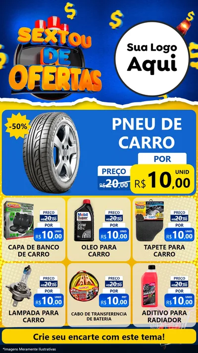 Modelo de Rede Social para Stories com o tema Sextou de Ofertas para Auto peças