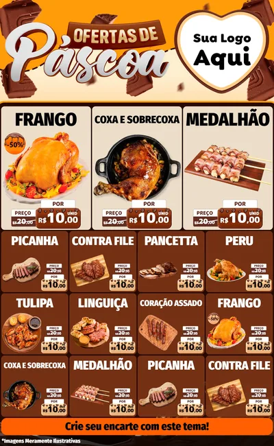 Modelo de Encarte para Encarte Grande com o tema Ofertas de Páscoa para Assados