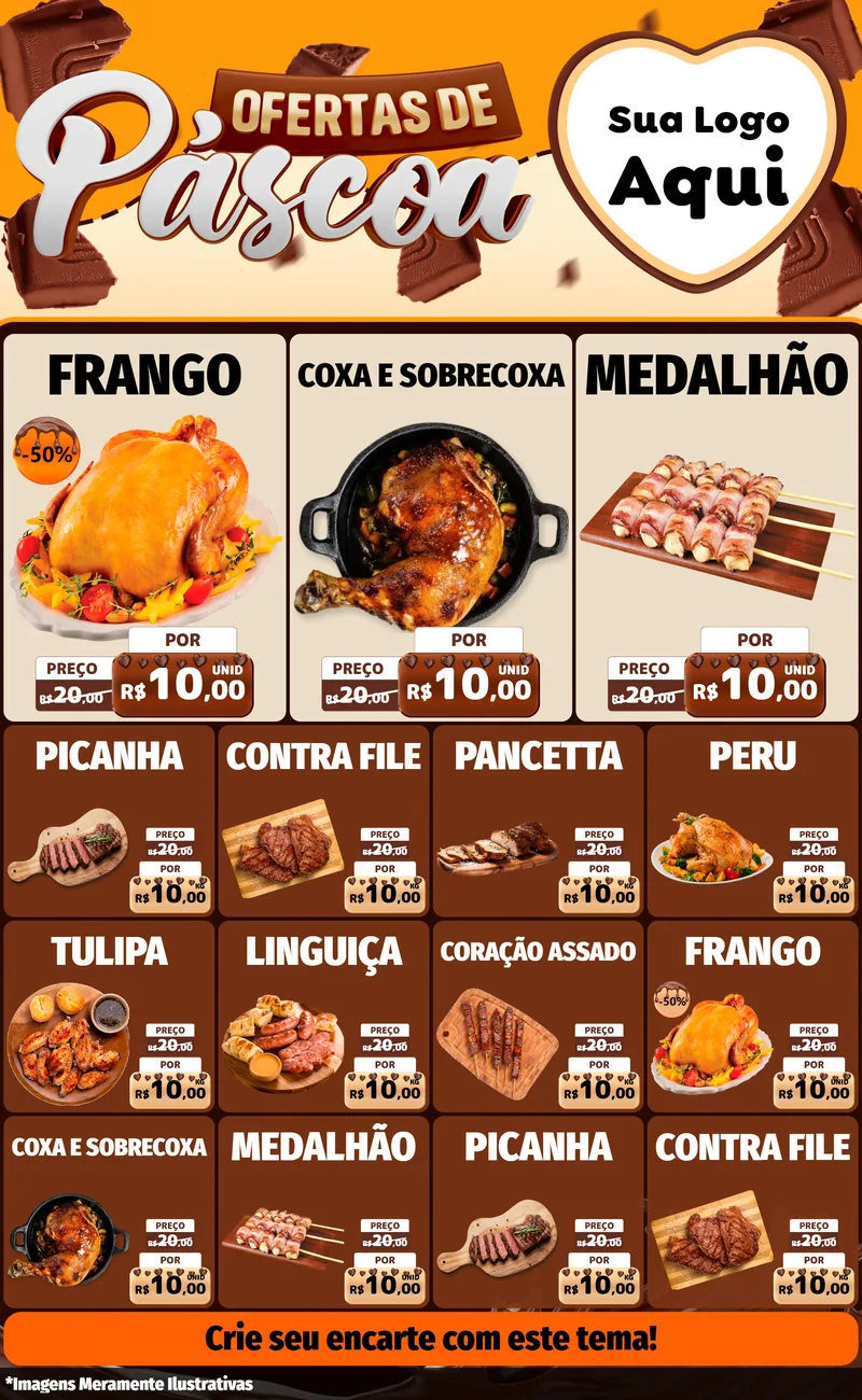 Modelo de Encarte para Encarte Grande com o tema Ofertas de Páscoa para Assados