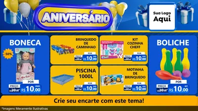 Modelo de TV para TV Horizontal com o tema Aniversário para Brinquedos