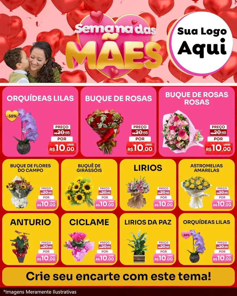 Modelo de Rede Social para Feed Instagram com o tema Semana Das Mães para Floricultura e jardim