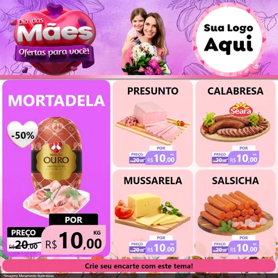 Modelo de Rede Social para Feed Facebook com o tema Dia das Mães Ofertas para Você! para Frios e Laticínios