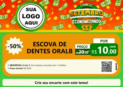 Modelo de Cartaz para Cartaz A4 Horizontal com o tema Comece Setembro Economizando para Higiene Pessoal