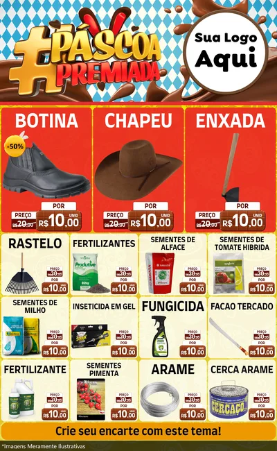 Modelo de Encarte para Encarte Grande com o tema Páscoa Premiada para Agropecuária