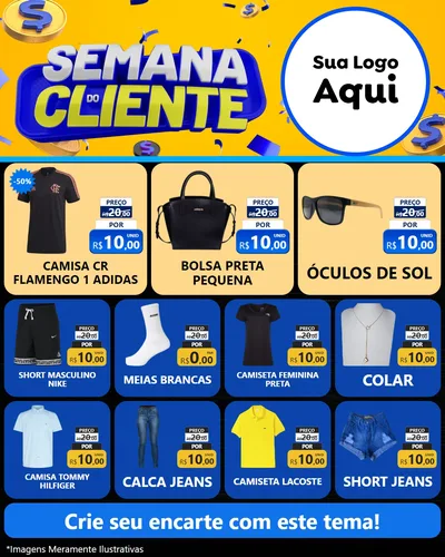 Modelo de Rede Social para Feed Instagram com o tema Semana do Cliente para Roupas e acessórios