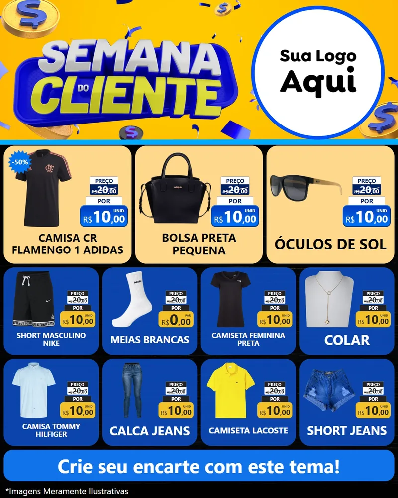 Modelo de Rede Social para Feed Instagram com o tema Semana do Cliente para Roupas e acessórios