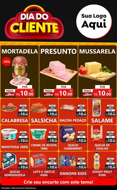 Modelo de Encarte para Encarte Grande com o tema Dia do Cliente para Frios e Laticínios