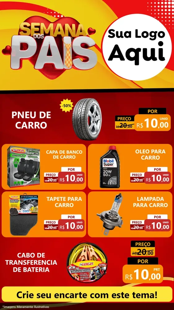 Modelo de TV para TV Vertical com o tema Semana Dos Pais para Auto peças