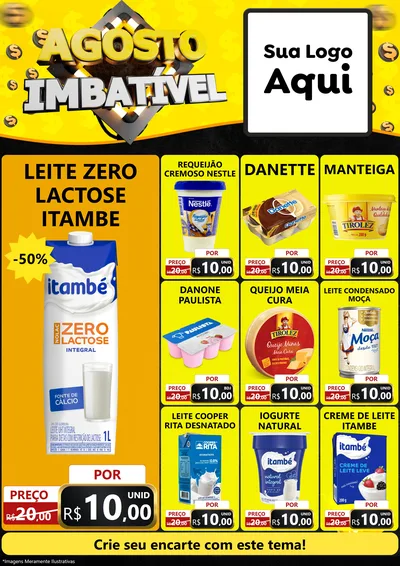 Modelo de Encarte para Encarte A4 Vertical com o tema Agosto Imbatível para Frios e Laticínios