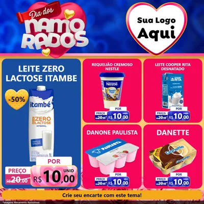 Modelo de Rede Social para Feed Facebook com o tema Dia dos namorados para Frios e Laticínios