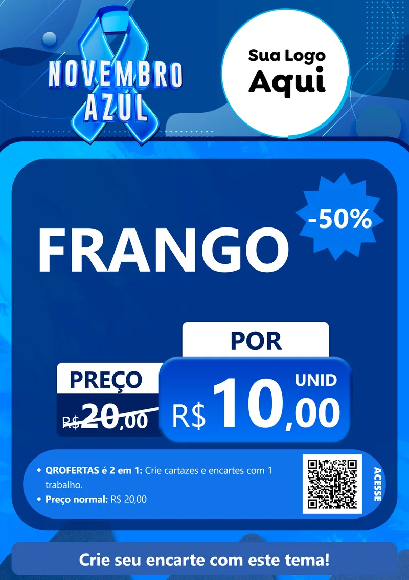 Modelo de Cartaz para Cartaz A4 Vertical com o tema Novembro Azul para Assados