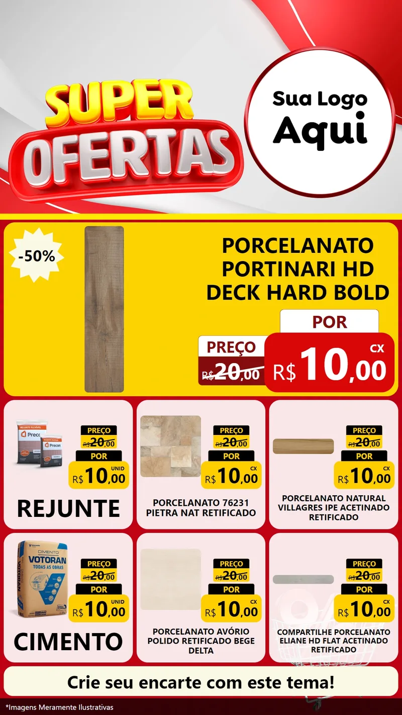 Modelo de Rede Social para Stories com o tema Super Ofertas para Pisos e revestimentos