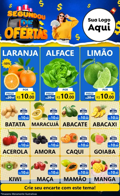 Modelo de Encarte para Encarte Grande com o tema Segundou de Ofertas para Hortifrúti