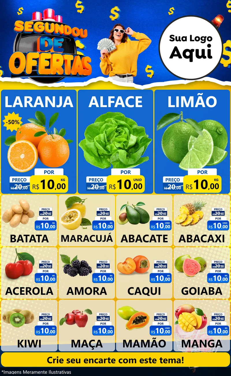 Modelo de Encarte para Encarte Grande com o tema Segundou de Ofertas para Hortifrúti