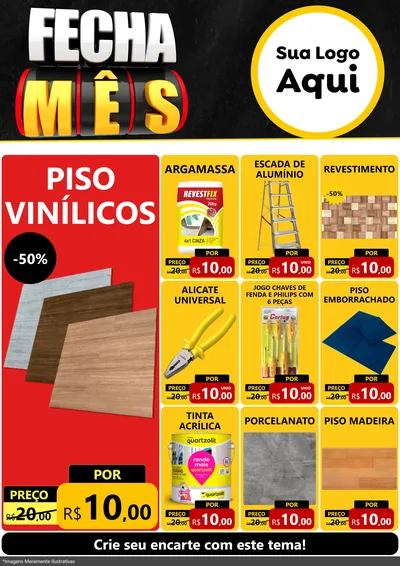 Modelo de Encarte para Encarte A4 Vertical com o tema Fecha Mês para Material para Construção