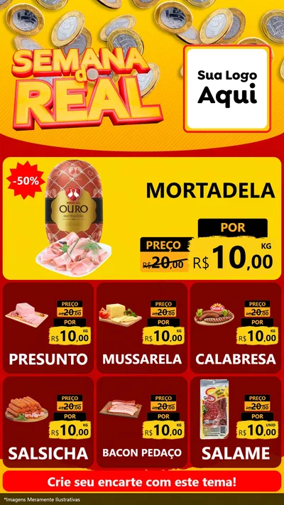 Modelo de Rede Social para Stories com o tema Semana do Real para Frios e Laticínios