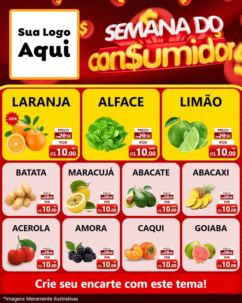 Modelo de Rede Social para Feed Instagram com o tema Semana do Consumidor para Hortifrúti