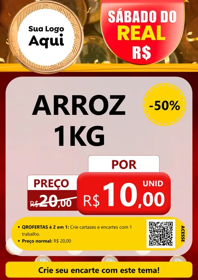 Modelo de Cartaz para Cartaz A4 Vertical com o tema Sábado do Real para Supermercado