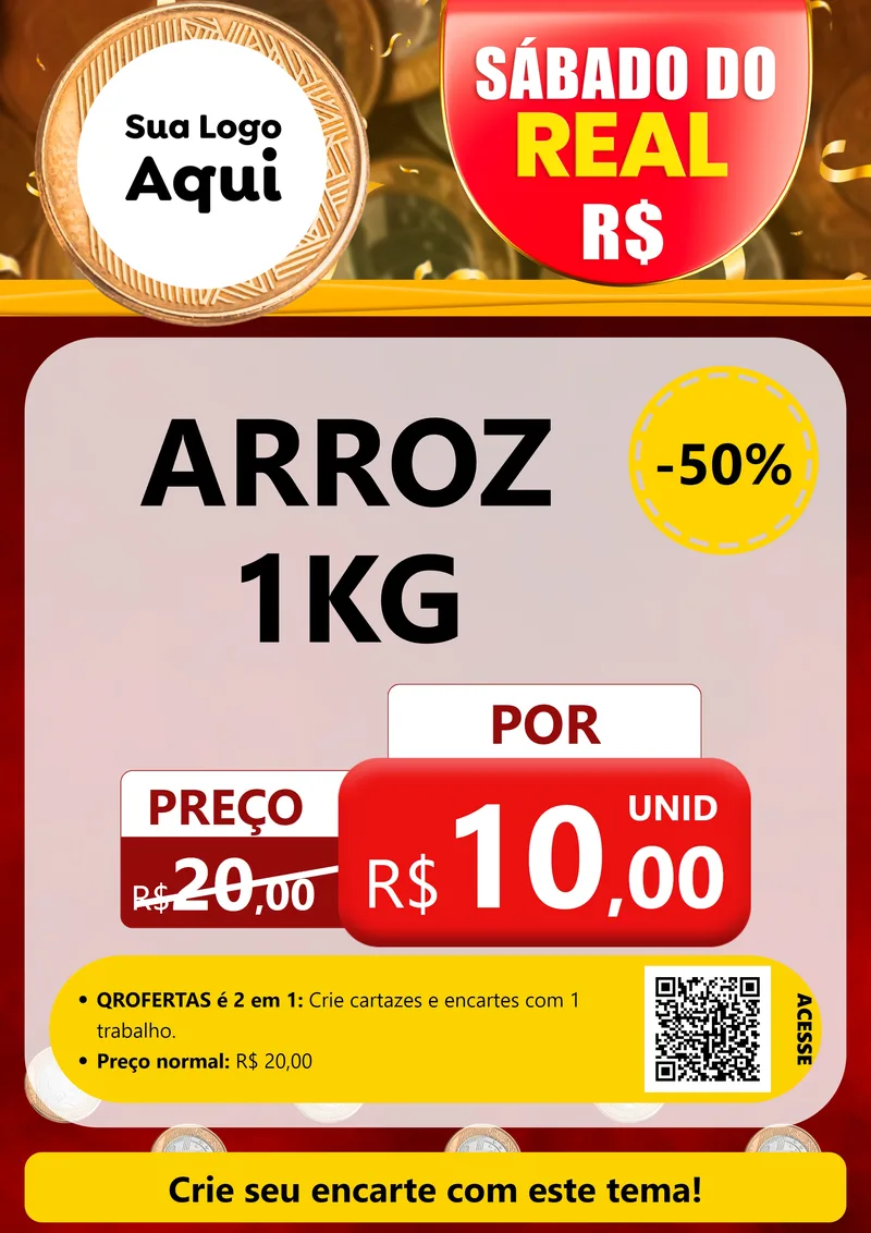 Modelo de Cartaz para Cartaz A4 Vertical com o tema Sábado do Real para Supermercado