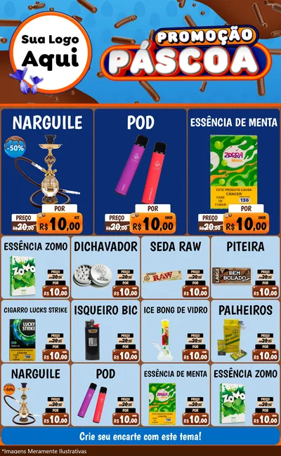 Modelo de Encarte para Encarte Grande com o tema Promoção Páscoa para Tabacaria
