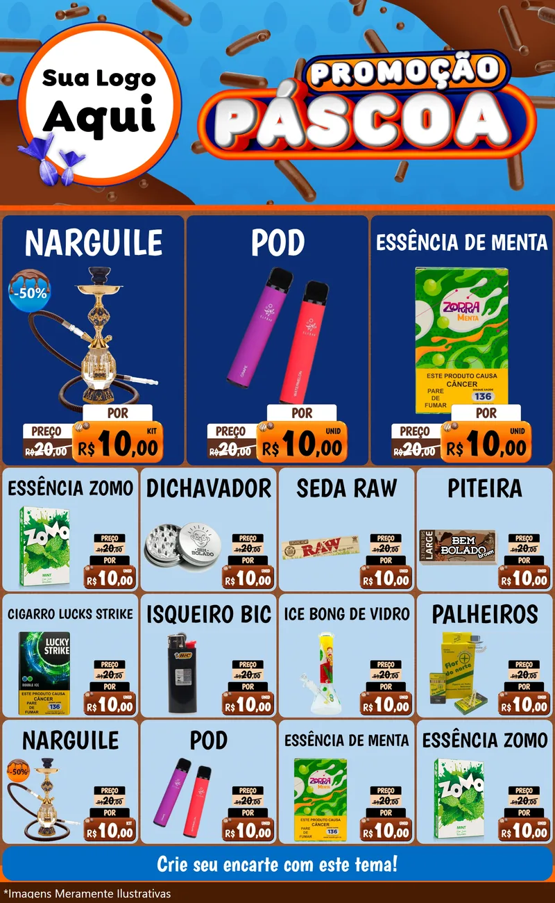 Modelo de Encarte para Encarte Grande com o tema Promoção Páscoa para Tabacaria