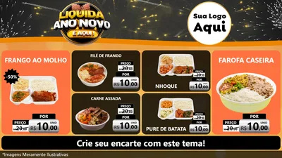 Modelo de TV para TV Horizontal com o tema Liquida Ano Novo É Aqui! para Restaurante