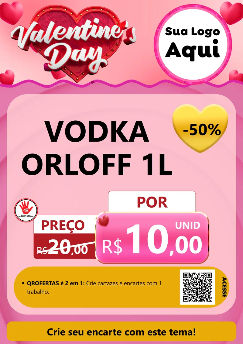 Modelo de Cartaz para Cartaz A4 Vertical com o tema Valentine's Day para Distribuidora de bebidas
