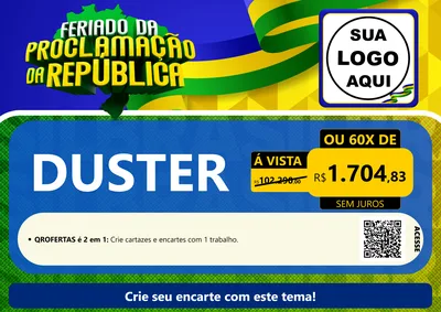 Modelo de Cartaz para Cartaz A4 Horizontal com o tema Feriado da Proclamação da República para Concessionaria de Carros