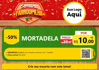 Modelo de Cartaz para Cartaz A4 Horizontal com o tema Semana Farroupilha para Frios e Laticínios