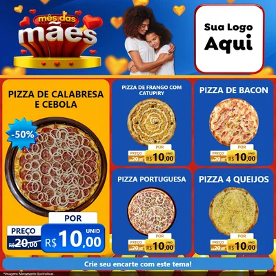 Modelo de Rede Social para Feed Facebook com o tema Mês das Mães para Pizzaria