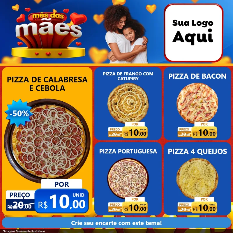 Modelo de Rede Social para Feed Facebook com o tema Mês das Mães para Pizzaria