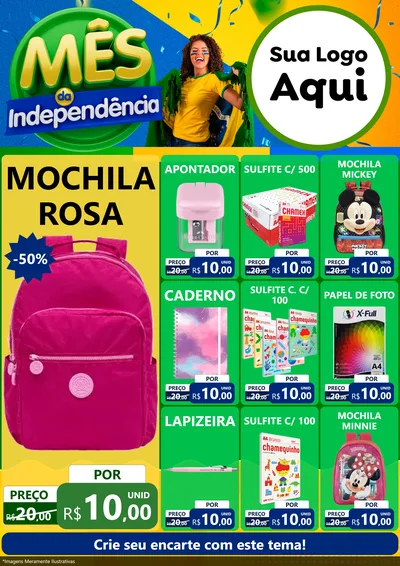 Modelo de Encarte para Encarte A4 Vertical com o tema Mês da Independência para Papelaria