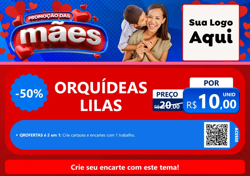 Modelo de Cartaz para Cartaz A4 Horizontal com o tema Promoção das Mães para Floricultura e jardim