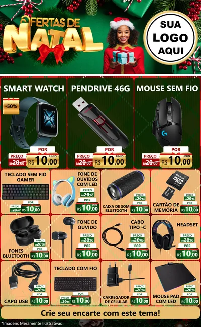 Modelo de Encarte para Encarte Grande com o tema Ofertas de Natal para Informática