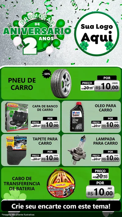 Modelo de TV para TV Vertical com o tema Promoção de Aniversário - 2 Anos para Auto peças