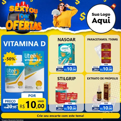 Modelo de Rede Social para Feed Facebook com o tema Sextou de Ofertas para Farmácia