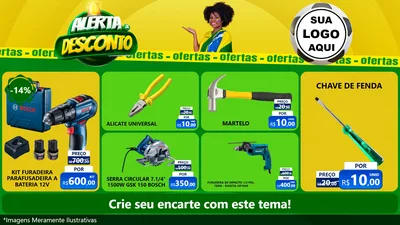 Modelo de TV para TV Horizontal com o tema Alerta de Desconto para Maquinas e Ferramentas