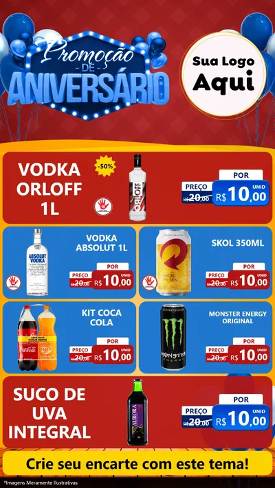 Modelo de TV para TV Vertical com o tema Promoção de Aniversário para Distribuidora de bebidas