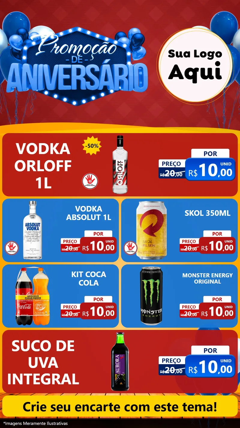 Modelo de TV para TV Vertical com o tema Promoção de Aniversário para Distribuidora de bebidas