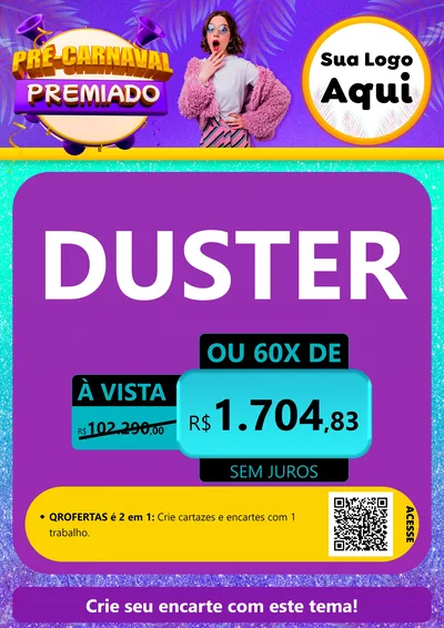 Modelo de Cartaz para Cartaz A4 Vertical com o tema Pré-Carnaval Premiado para Concessionaria de Carros
