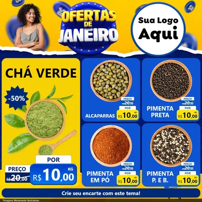 Modelo de Rede Social para Feed Facebook com o tema Ofertas de Janeiro para Produtos Naturais