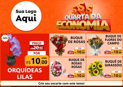 Modelo de Encarte para Encarte A4 Horizontal com o tema Quarta da Economia para Floricultura e jardim