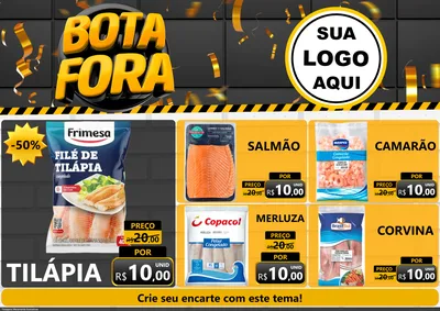 Modelo de Encarte para Encarte A4 Horizontal com o tema Bota Fora para Peixaria
